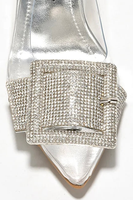 Cinderella Shimmer Buckle Clear Heels