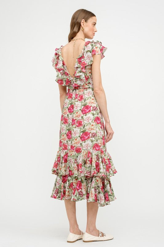 Dainty Rose Ruffle Dress