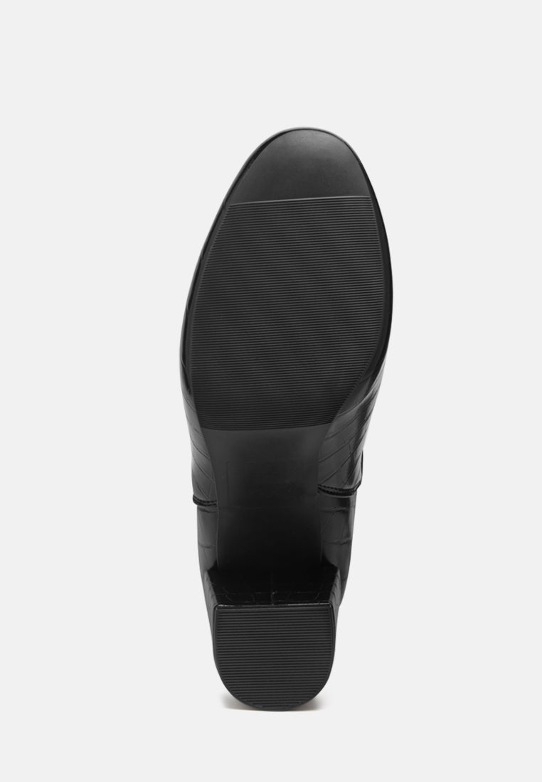 Croc Textured Block Heeled Chelsea Boots By RUW