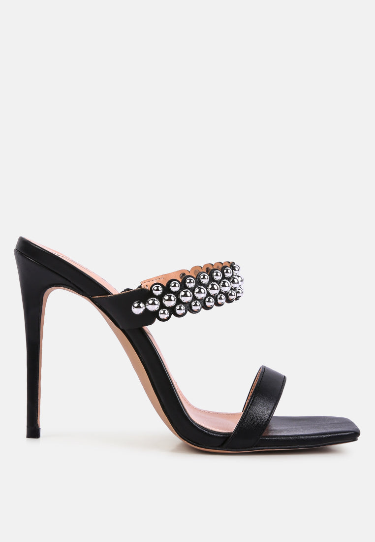 Bandy Stiletto Heel Metal Stud Sandals