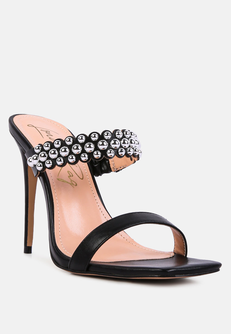 Bandy Stiletto Heel Metal Stud Sandals