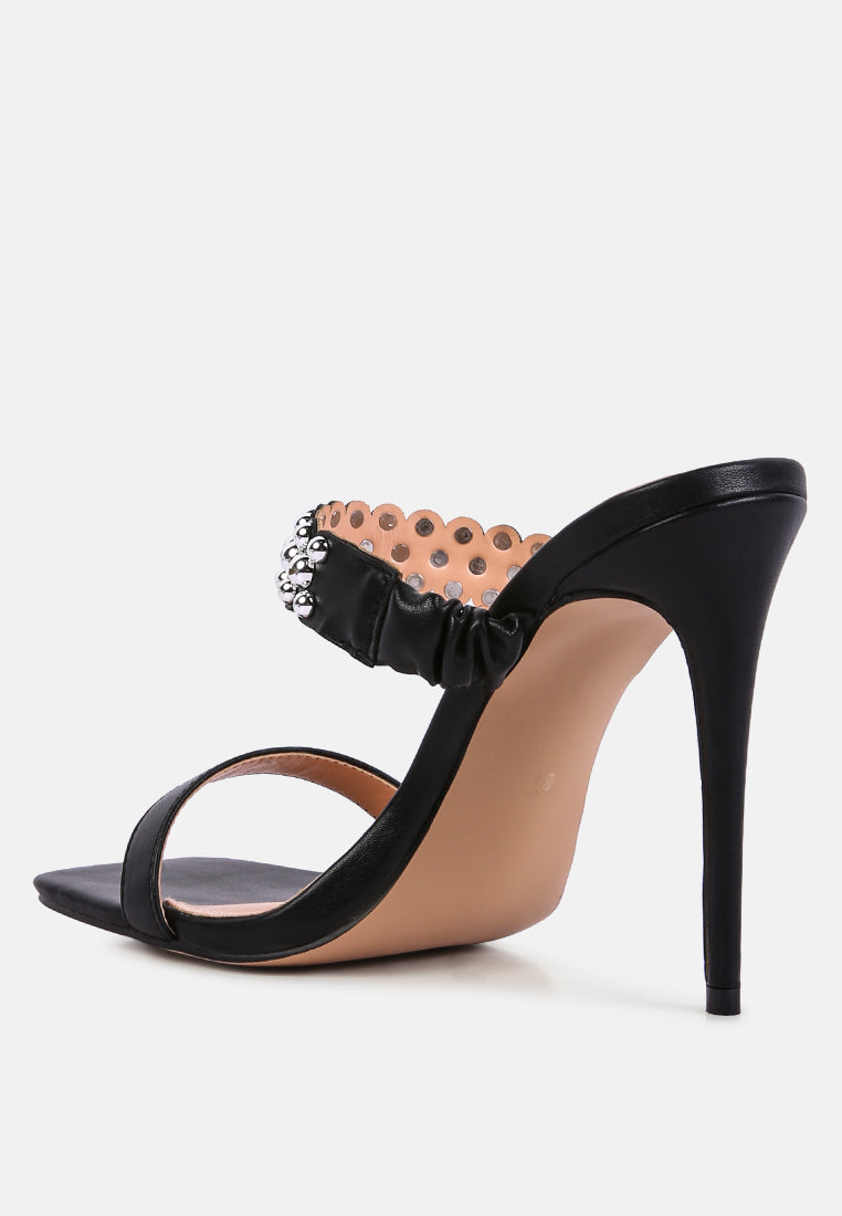 Bandy Stiletto Heel Metal Stud Sandals