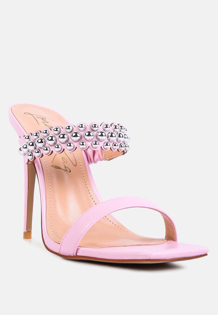 Bandy Stiletto Heel Metal Stud Sandals