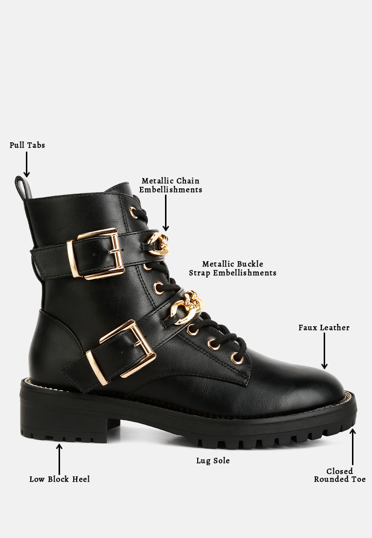 Chain Gang Embellished Biker Boots
