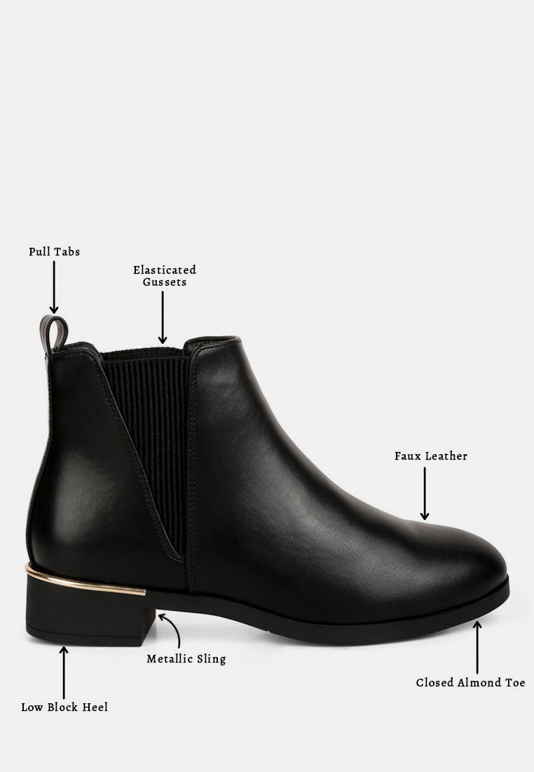 Amara Metallic Sling Detail Chelsea Boots By RUW