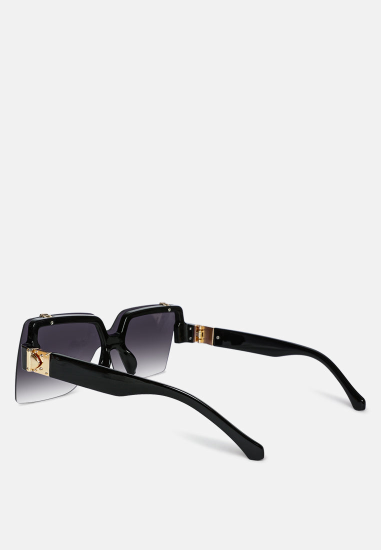 Oversized Half Rim Tinted Square Sunglasses