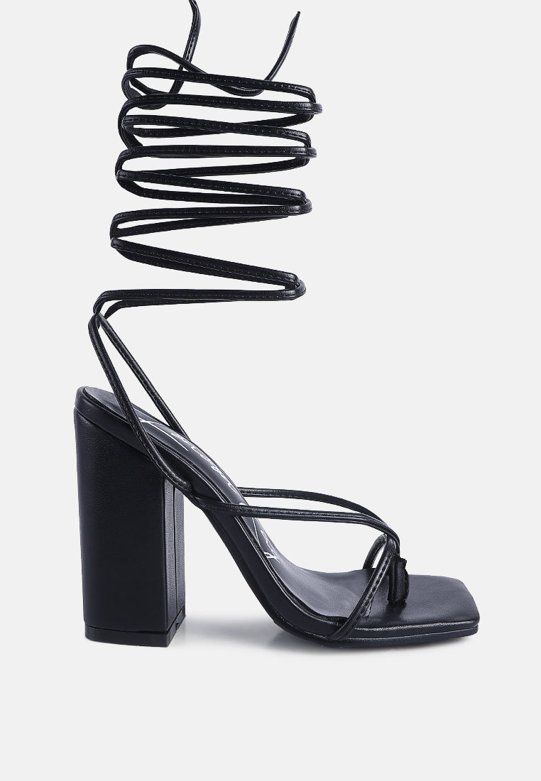 So Excited! Lace Up Block Heel Sandals