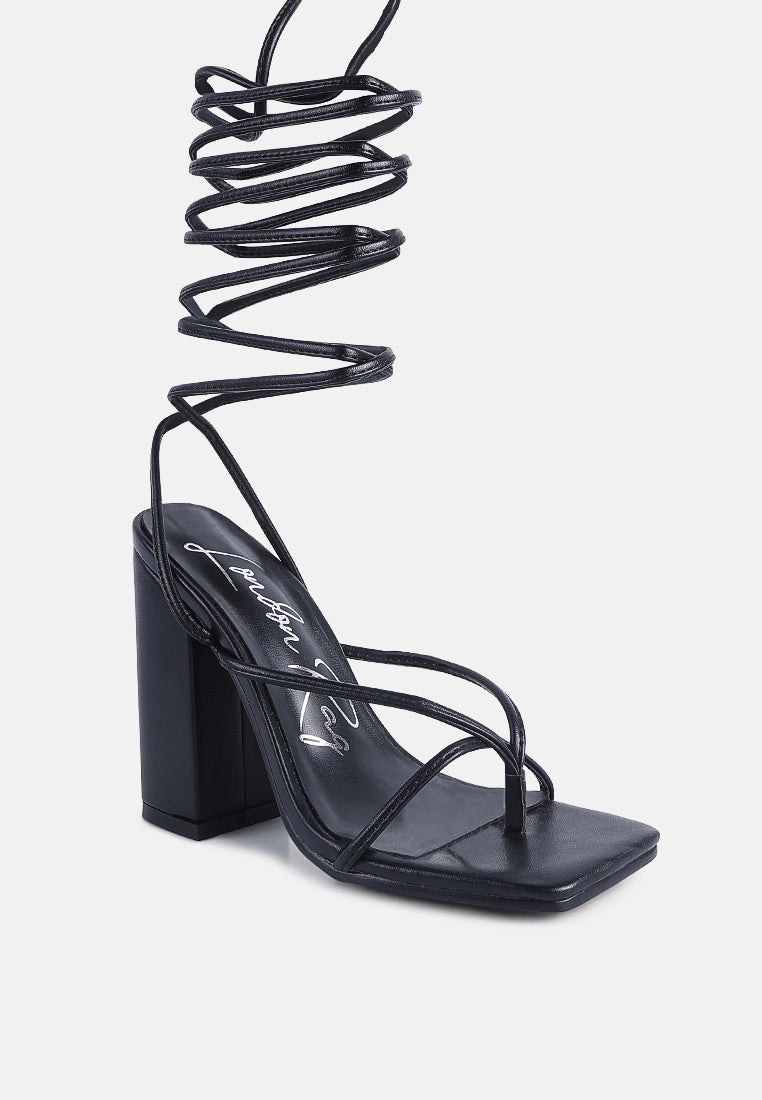 So Excited! Lace Up Block Heel Sandals