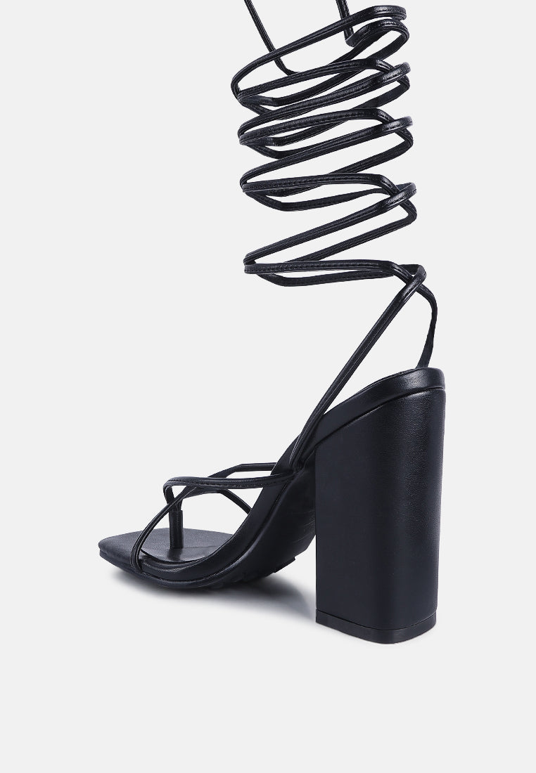 So Excited! Lace Up Block Heel Sandals