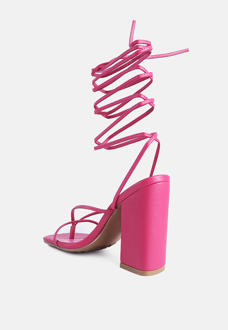 So Excited! Lace Up Block Heel Sandals
