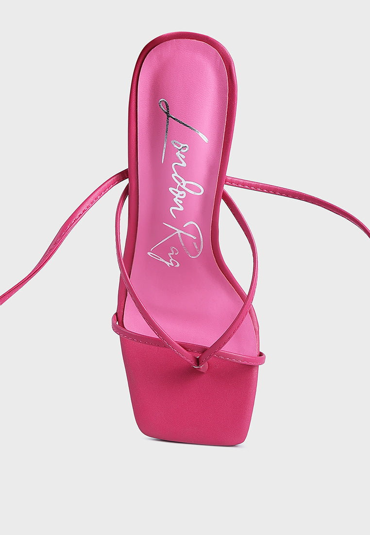 So Excited! Lace Up Block Heel Sandals