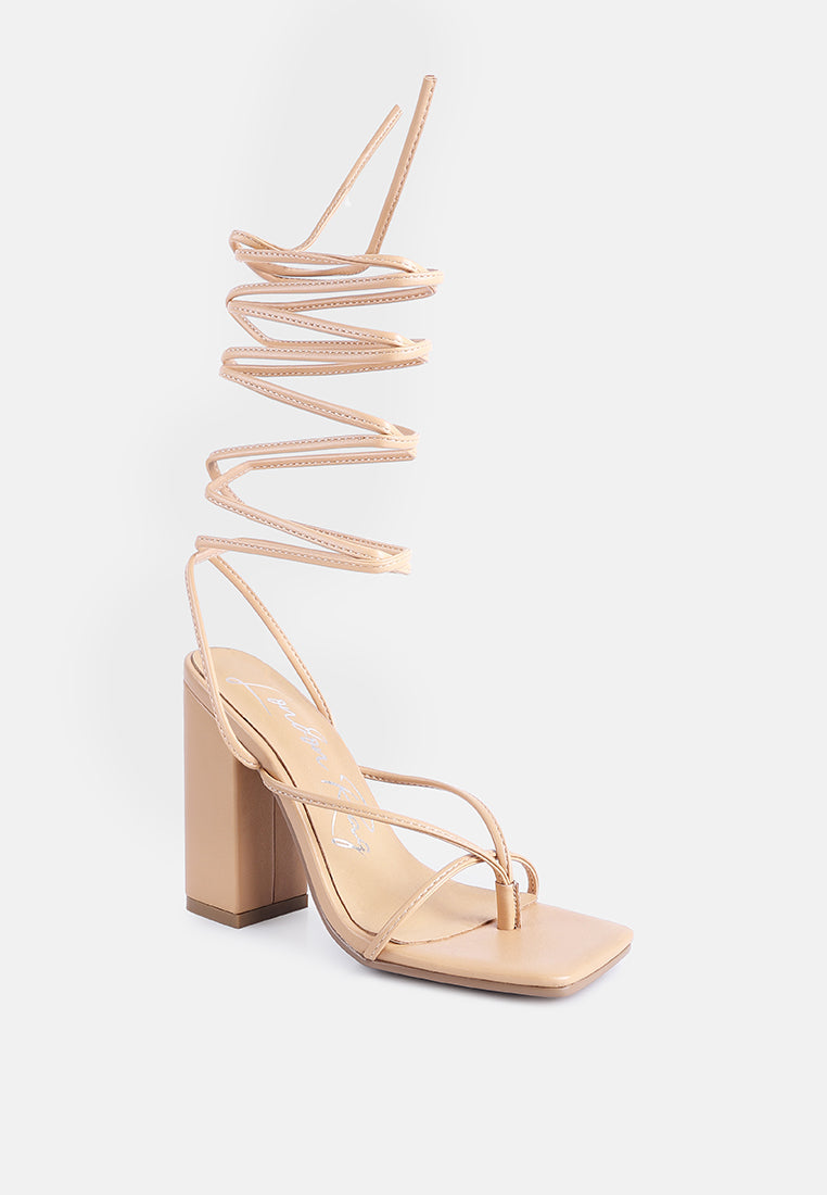 So Excited! Lace Up Block Heel Sandals