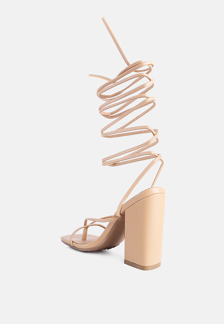 So Excited! Lace Up Block Heel Sandals