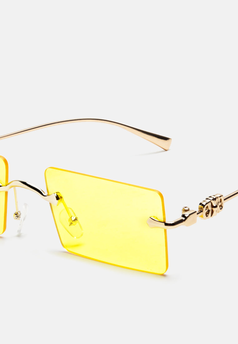 Rectangular Metallic Rimless Sunglasses