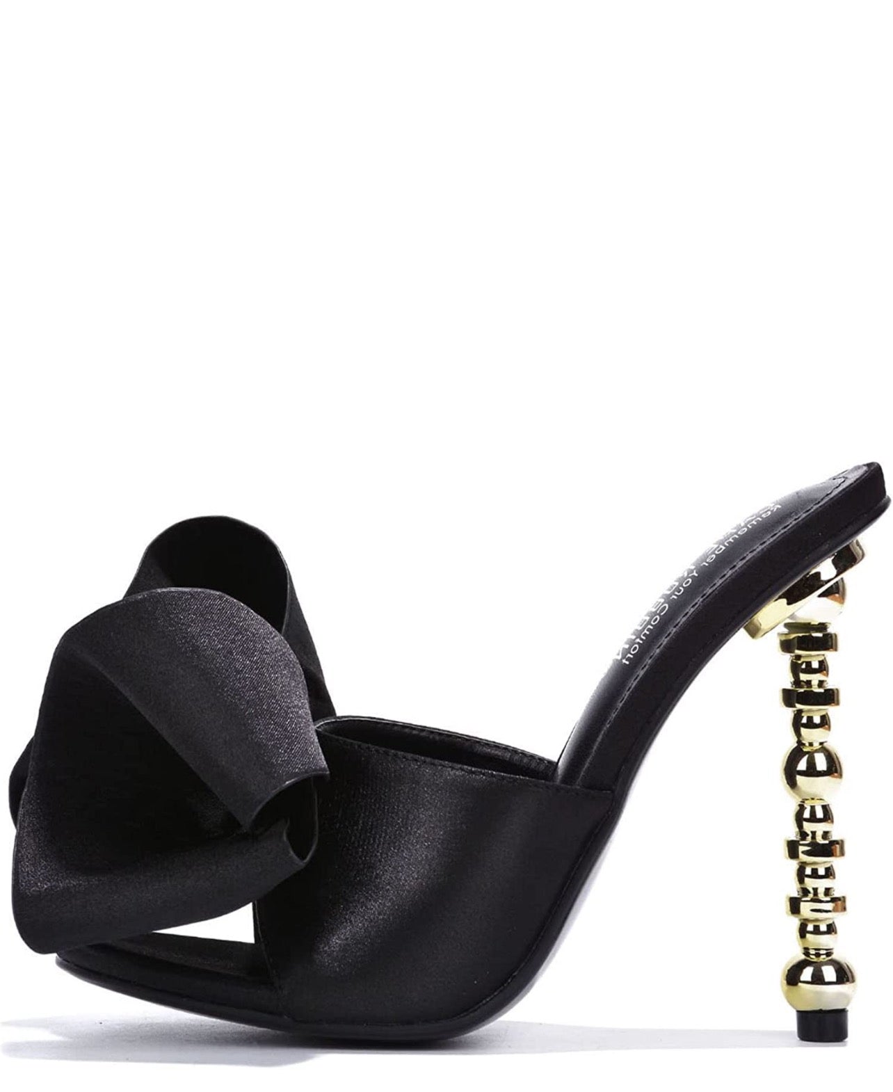 She Bougie Black and Gold "Slide-In" Heel Mule