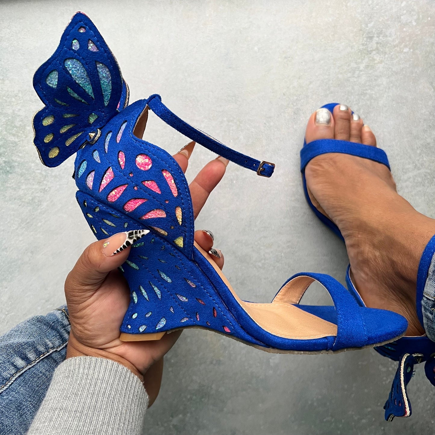 Pretty Wings Butterfly Wedge Heel