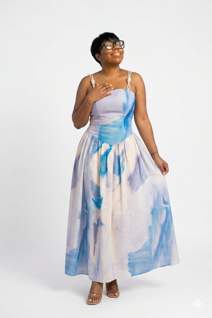 Summer Skies Abstract Maxi Dress