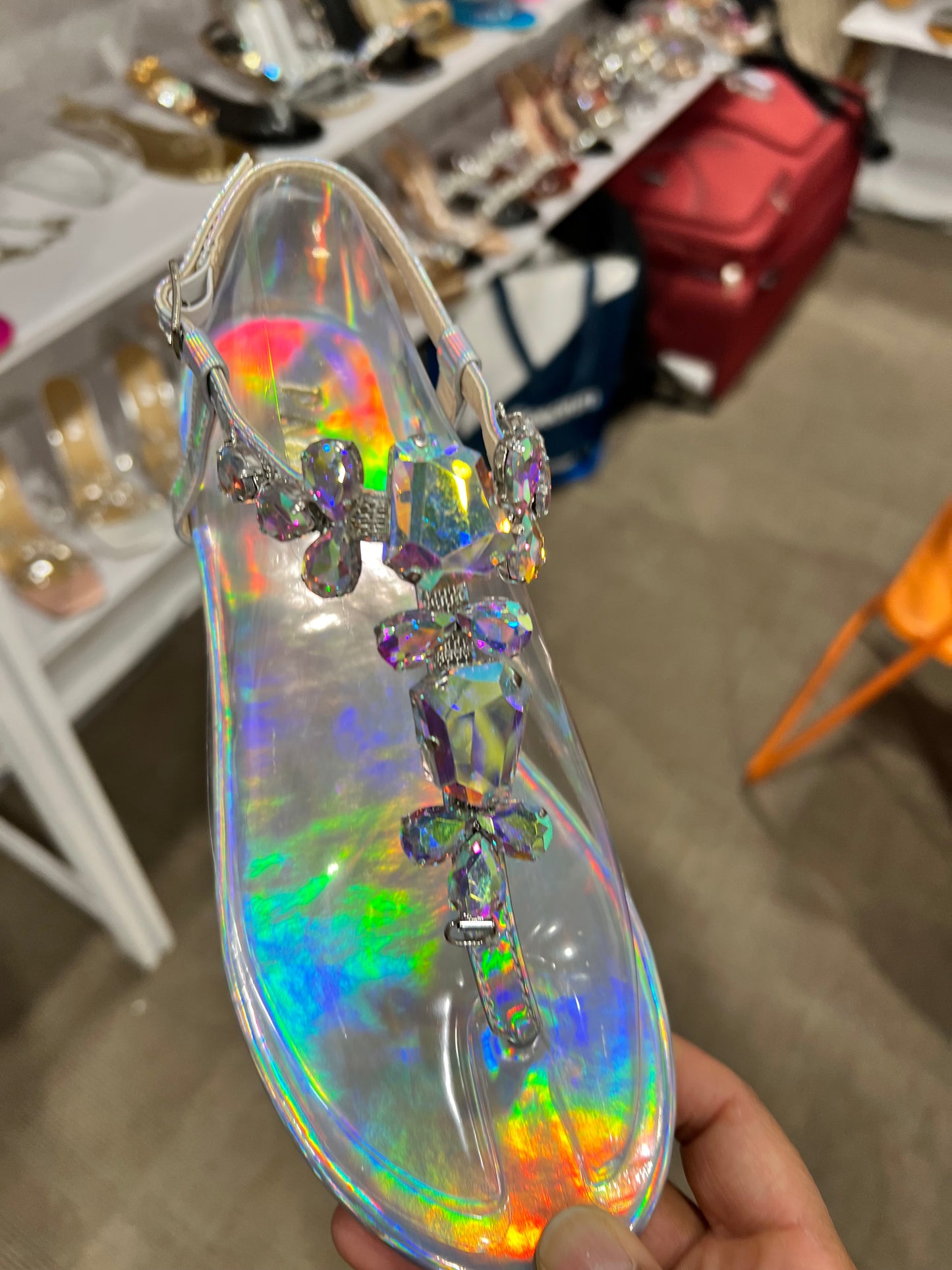 “Sis” Iridescent Thong Flat Sandal