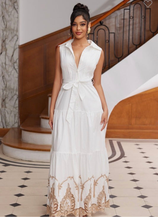 Golden Chapter Sleeveless Maxi Dress