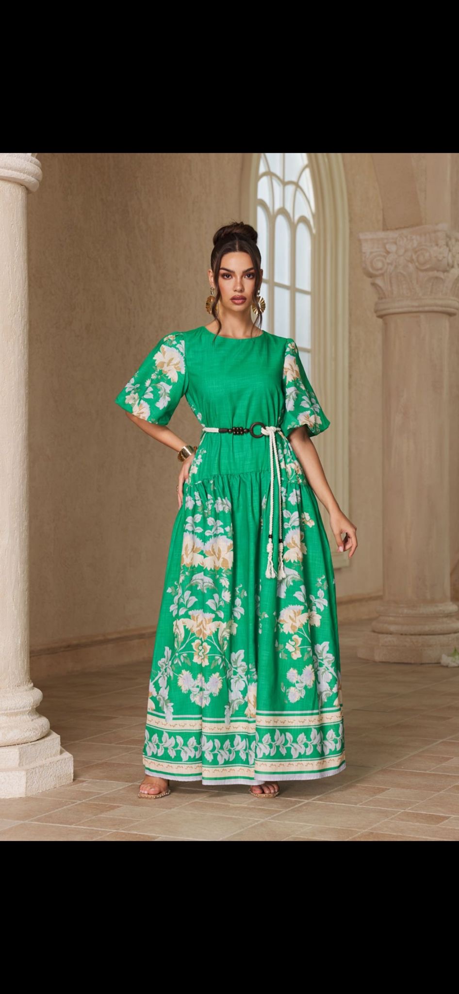 “Where We Going?” Green Floral Maxi Dress