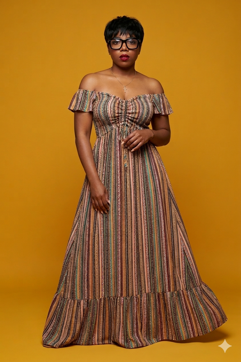 Summer Skies Off The Shoulder Maxi Dress