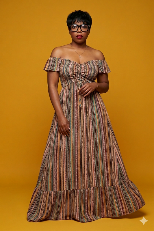 Summer Skies Off The Shoulder Maxi Dress