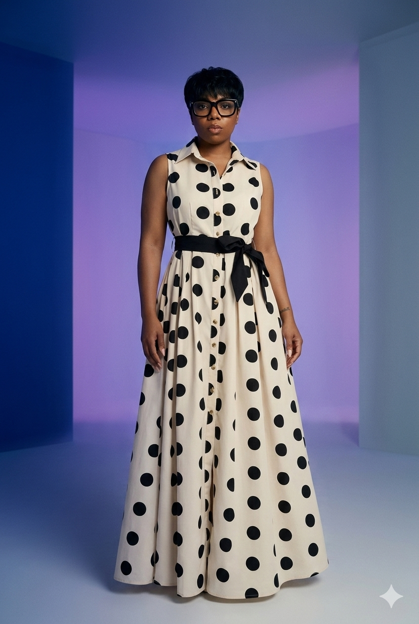 Good Things PolkaDot Button-Up Maxi Dress