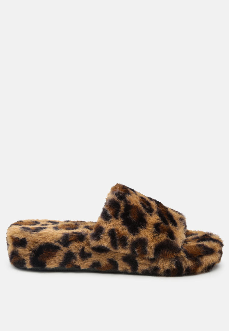 All Day Indoor Fur Flats In Leopard