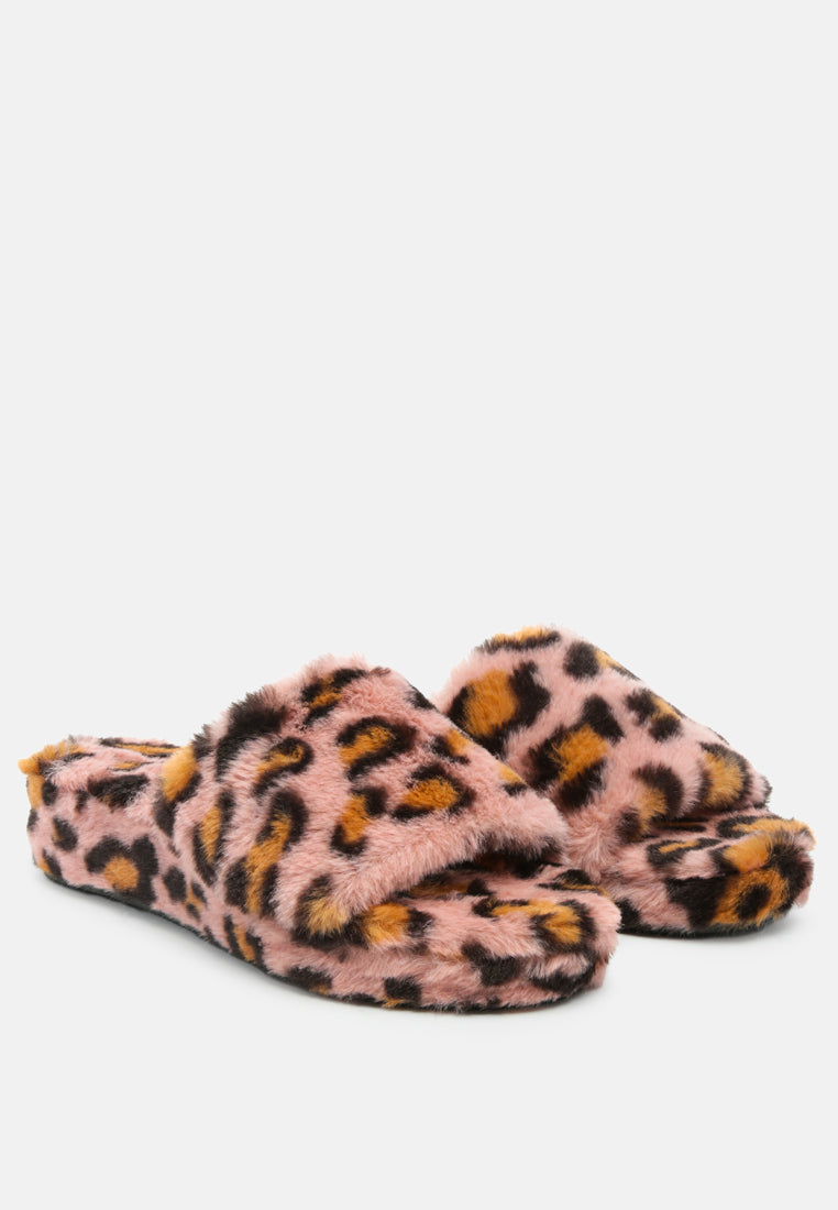 All Day Indoor Fur Flats In Leopard