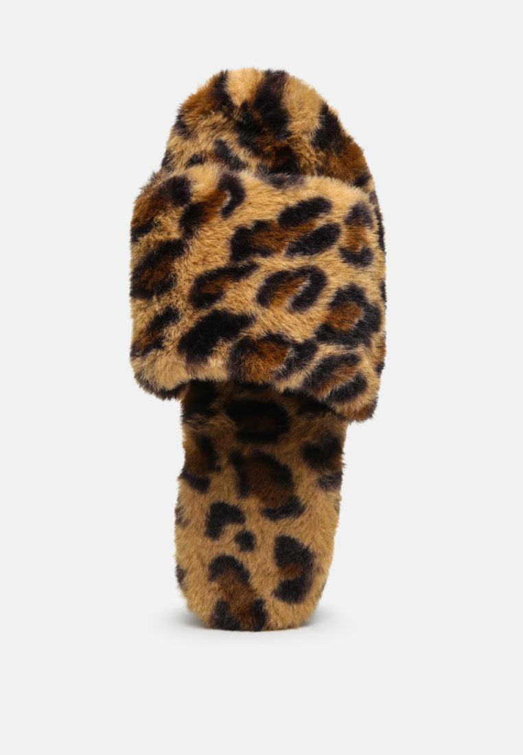 All Day Indoor Fur Flats In Leopard