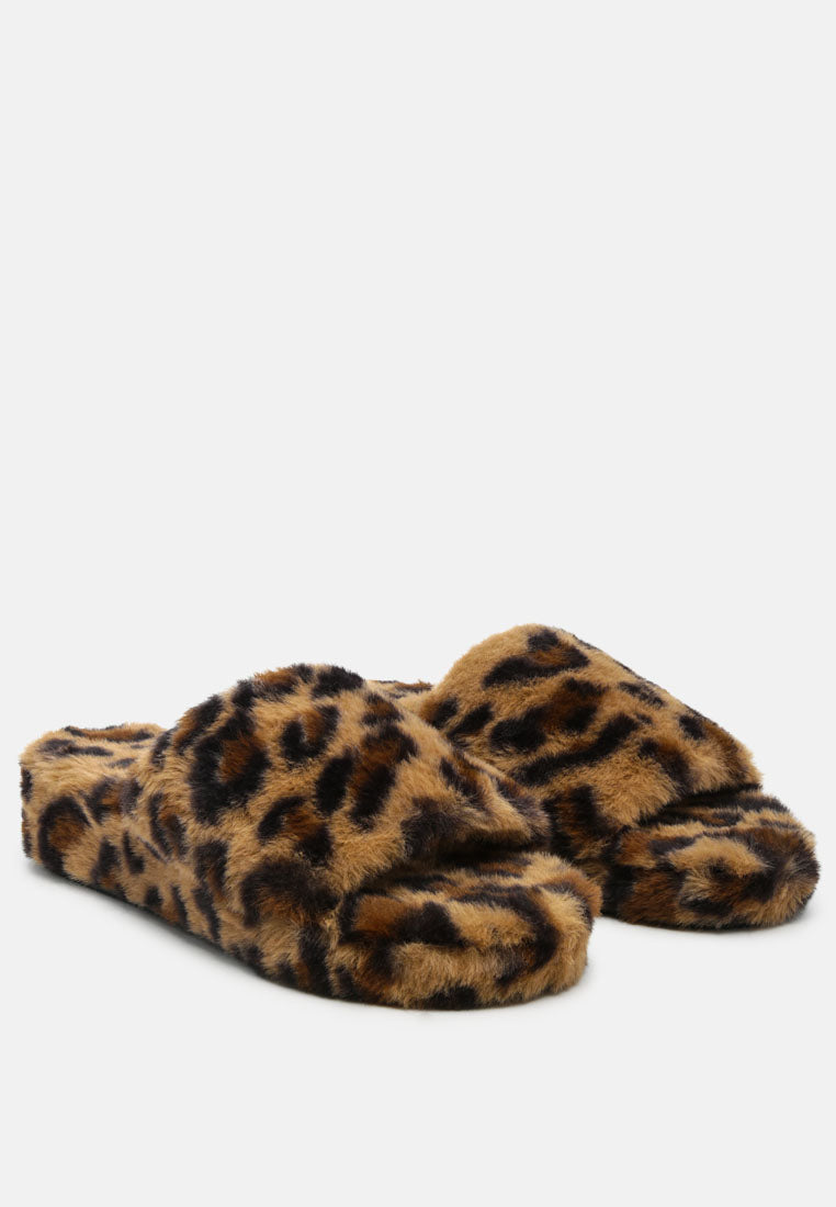 All Day Indoor Fur Flats In Leopard