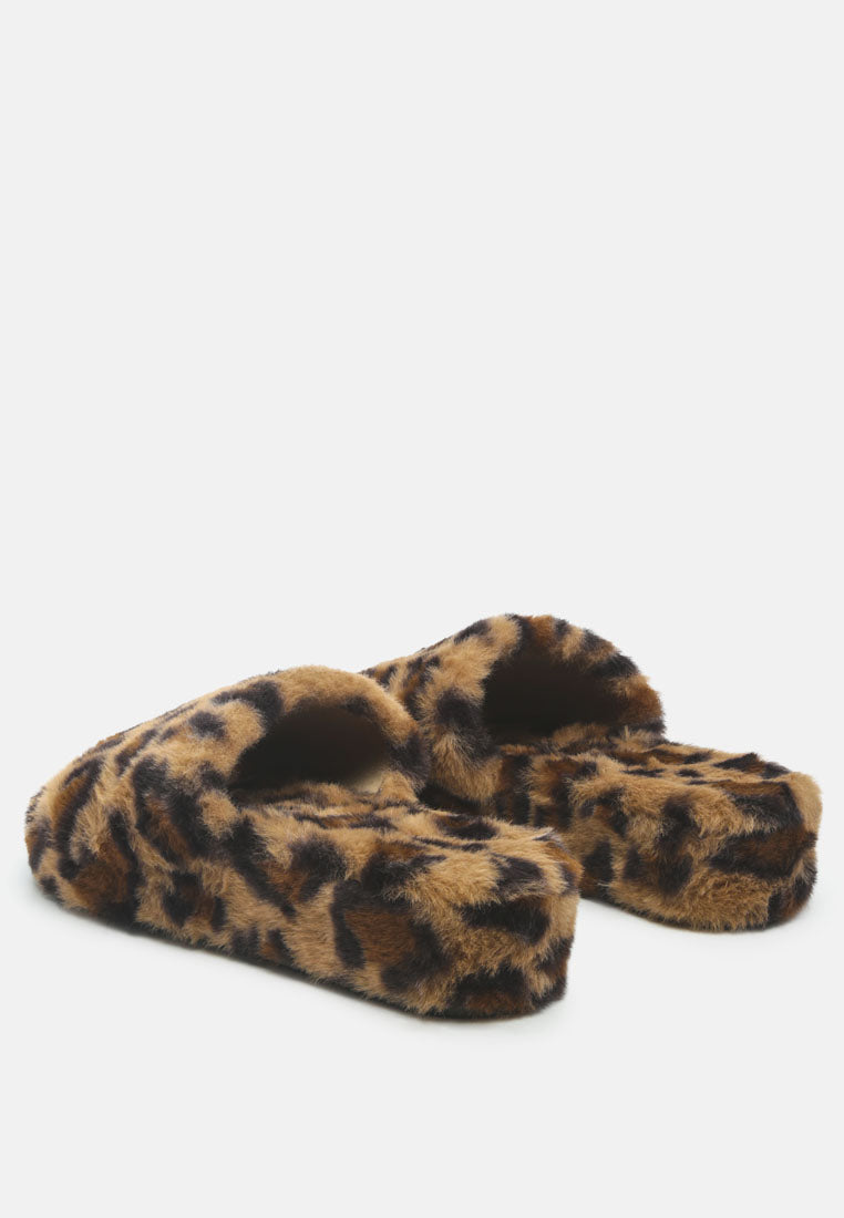 All Day Indoor Fur Flats In Leopard