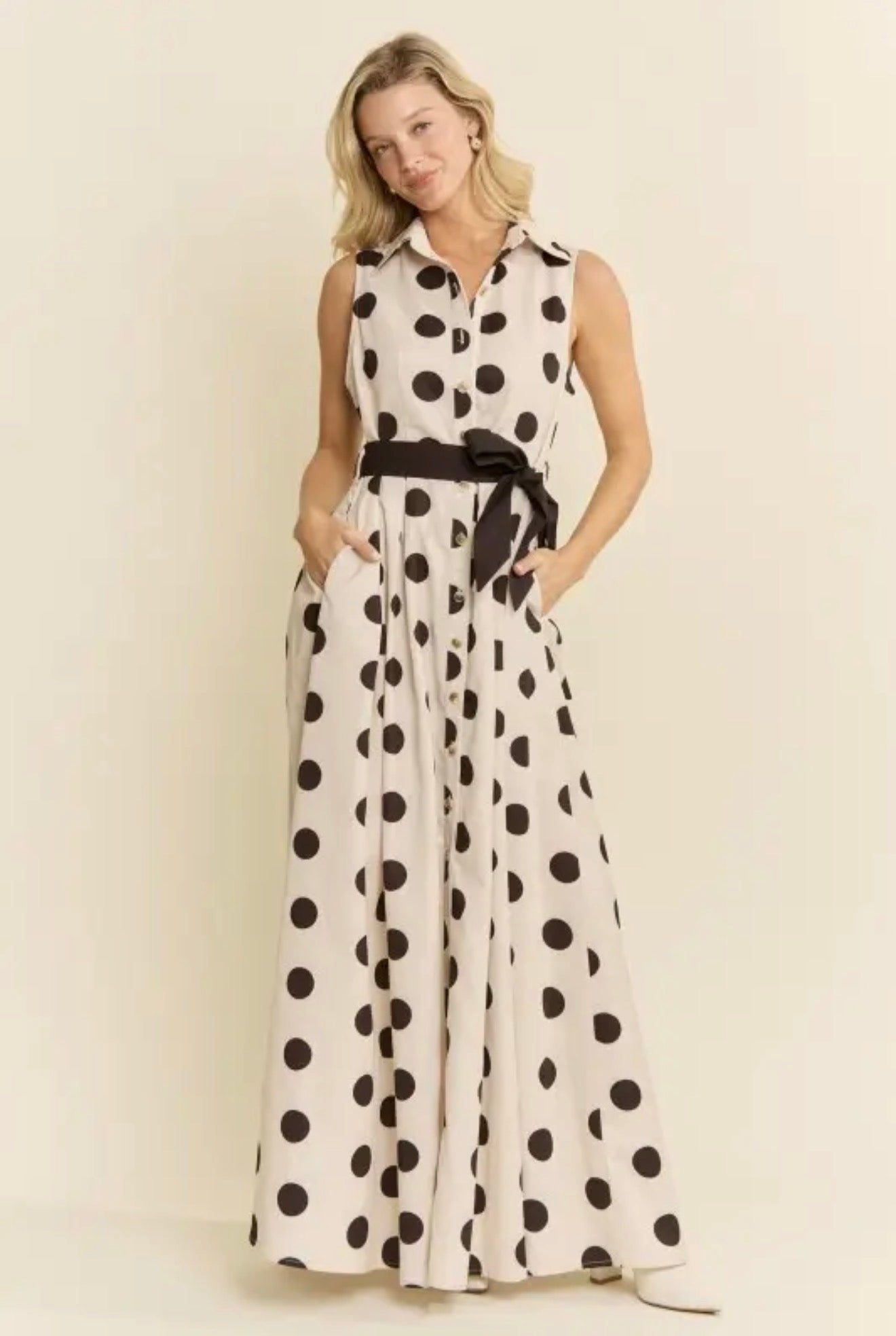 Good Things PolkaDot Button-Up Maxi Dress