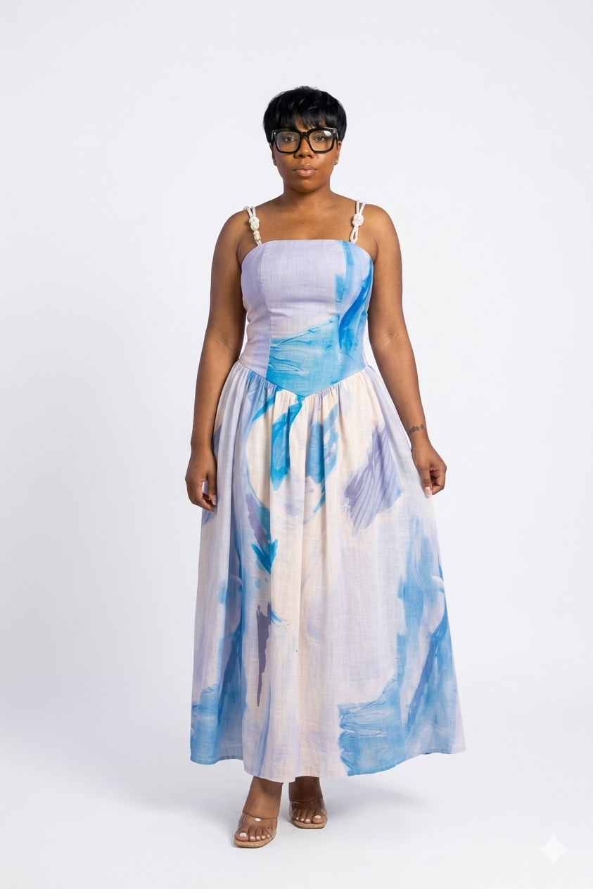 Summer Skies Abstract Maxi Dress