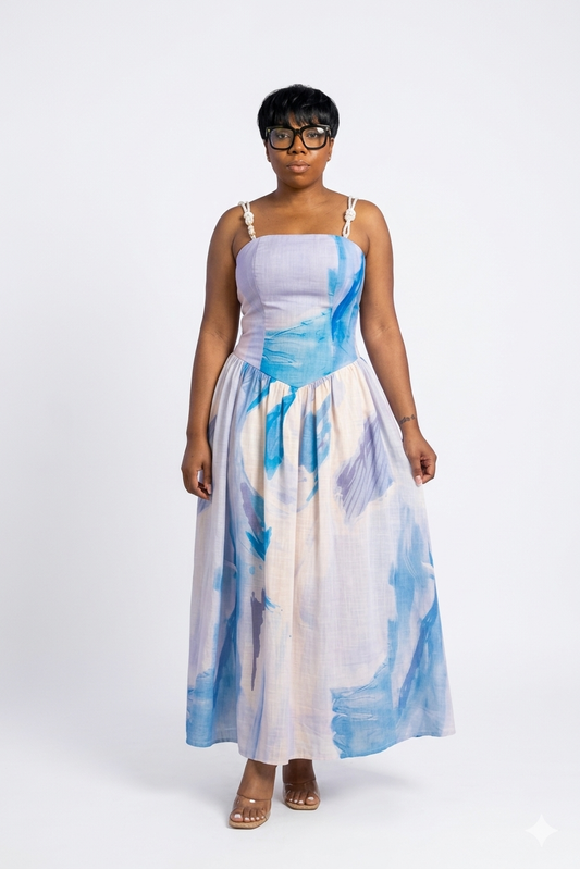 Summer Skies Abstract Maxi Dress
