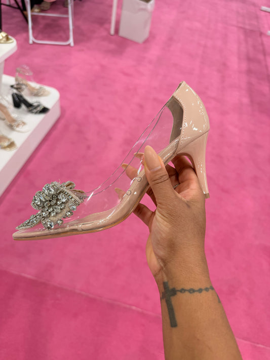 Tiffanie Sparkle Bow Clear Pump