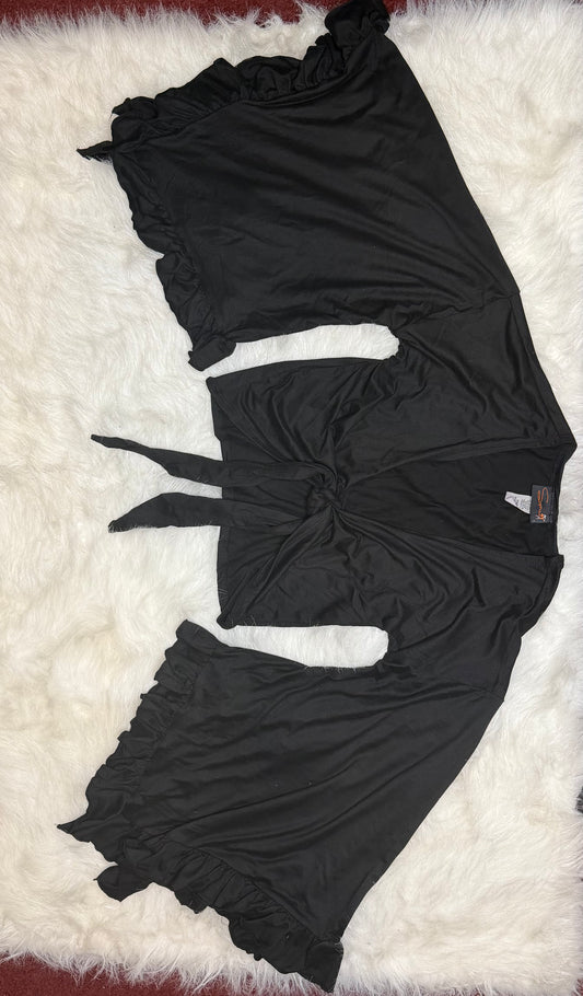 Flared Ruffle Tie Blouse