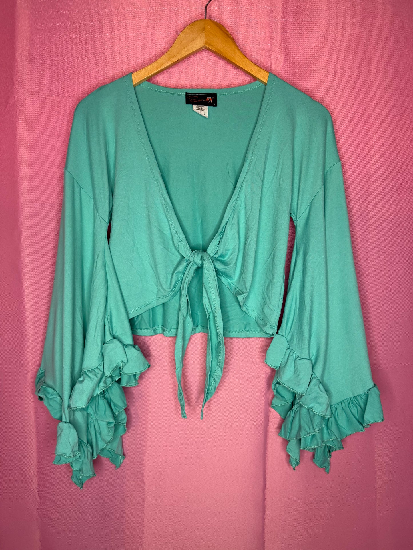 Flared Ruffle Tie Blouse