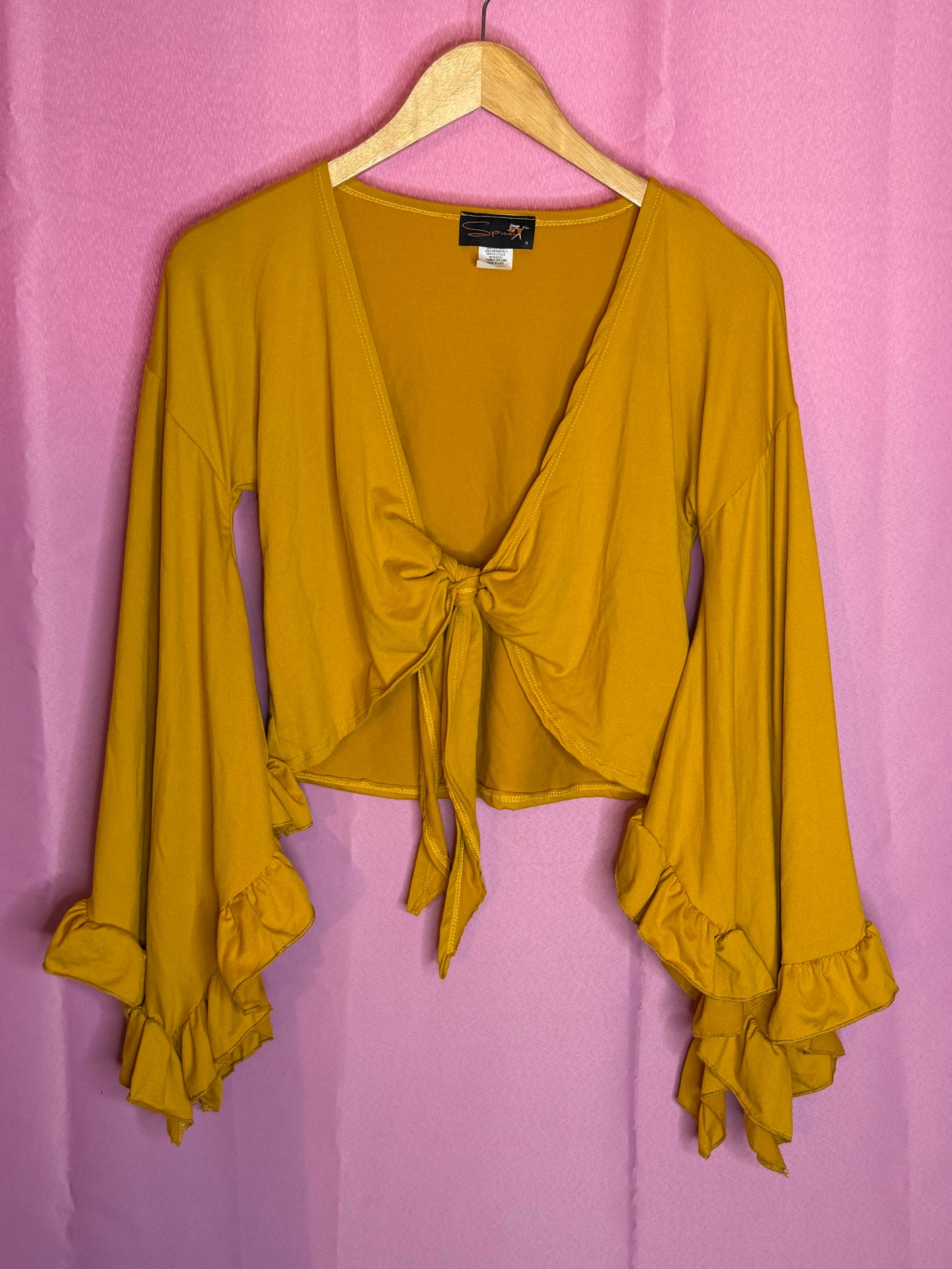 Flared Ruffle Tie Blouse