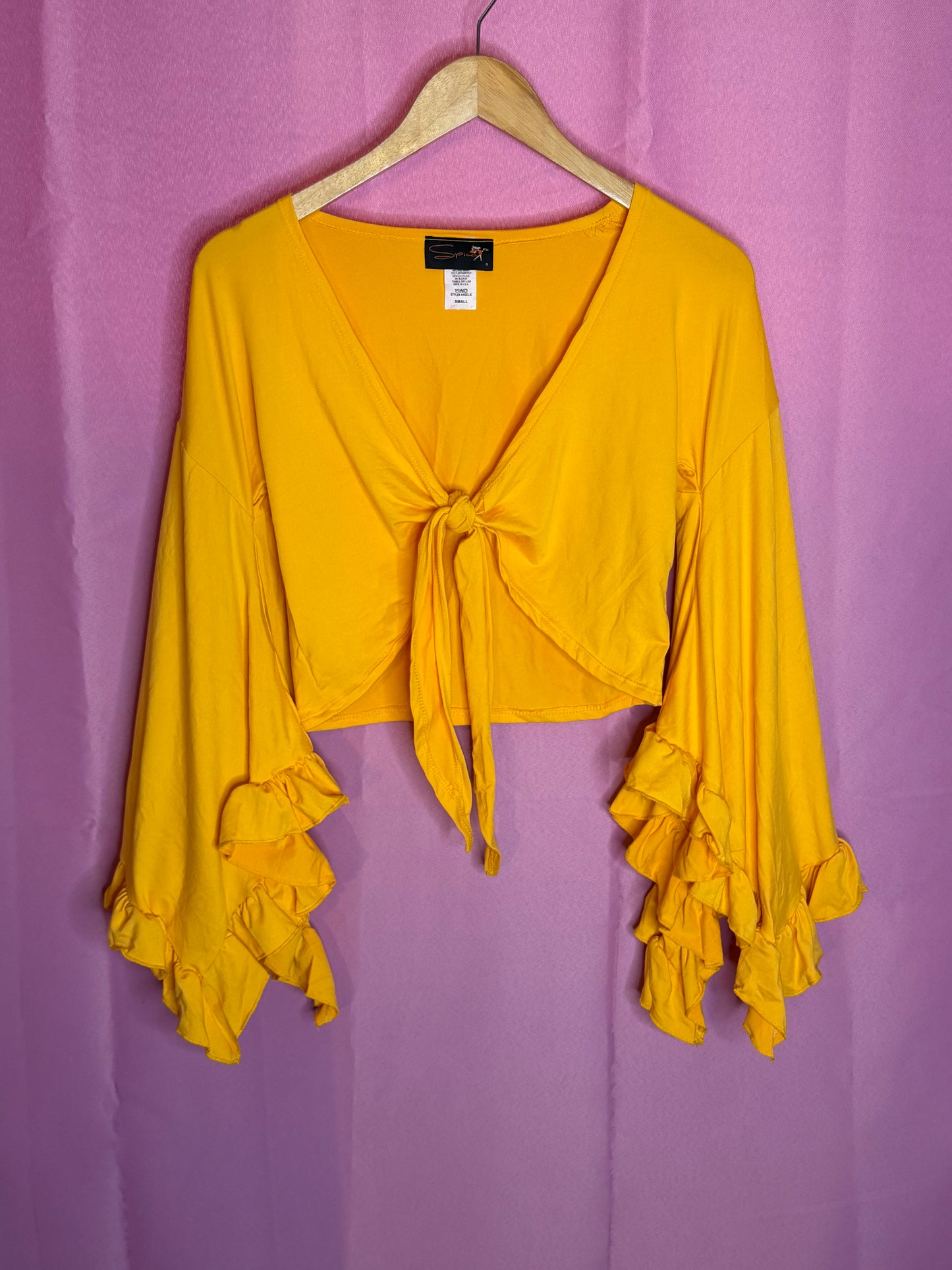 Flared Ruffle Tie Blouse