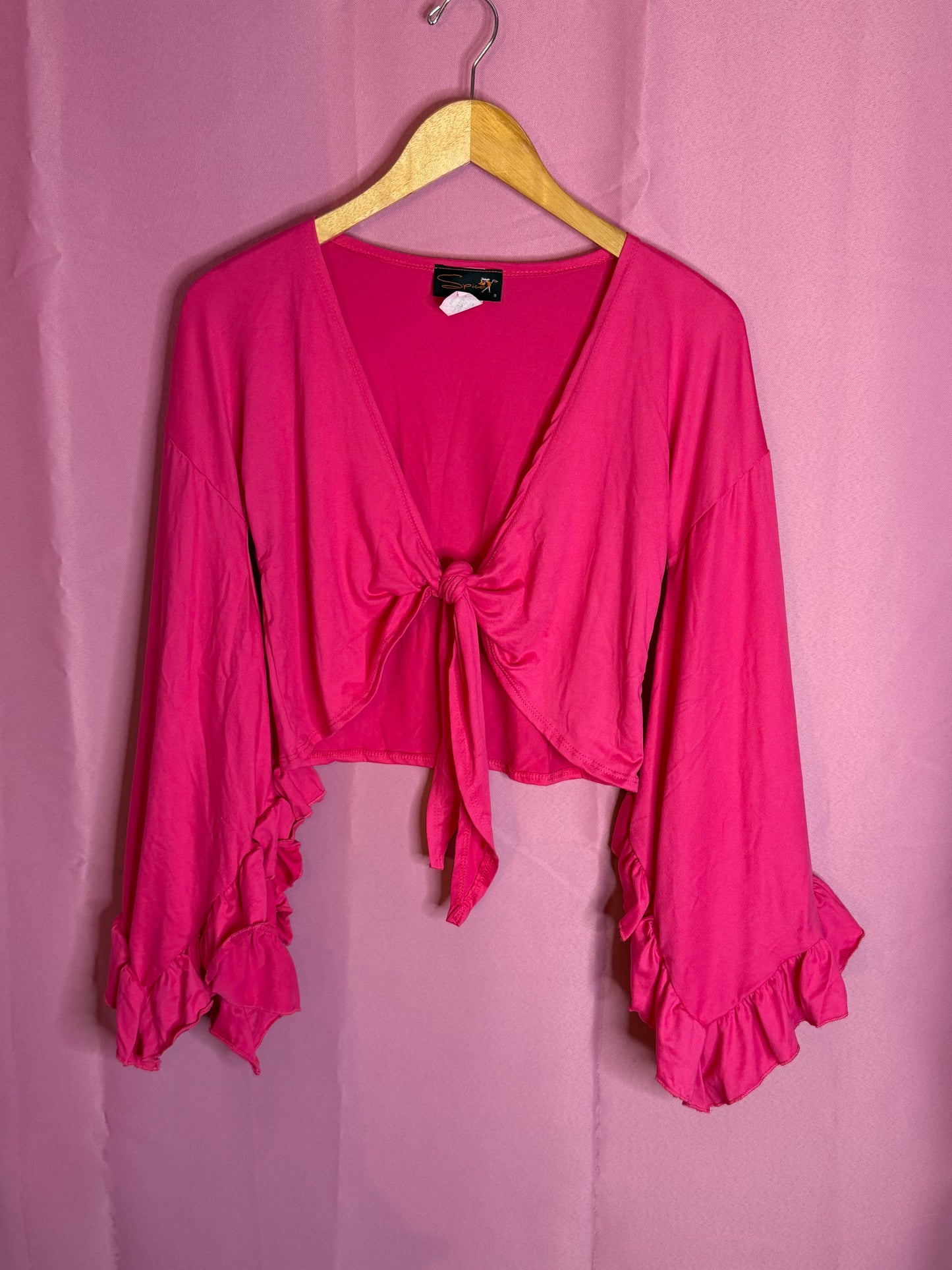 Flared Ruffle Tie Blouse
