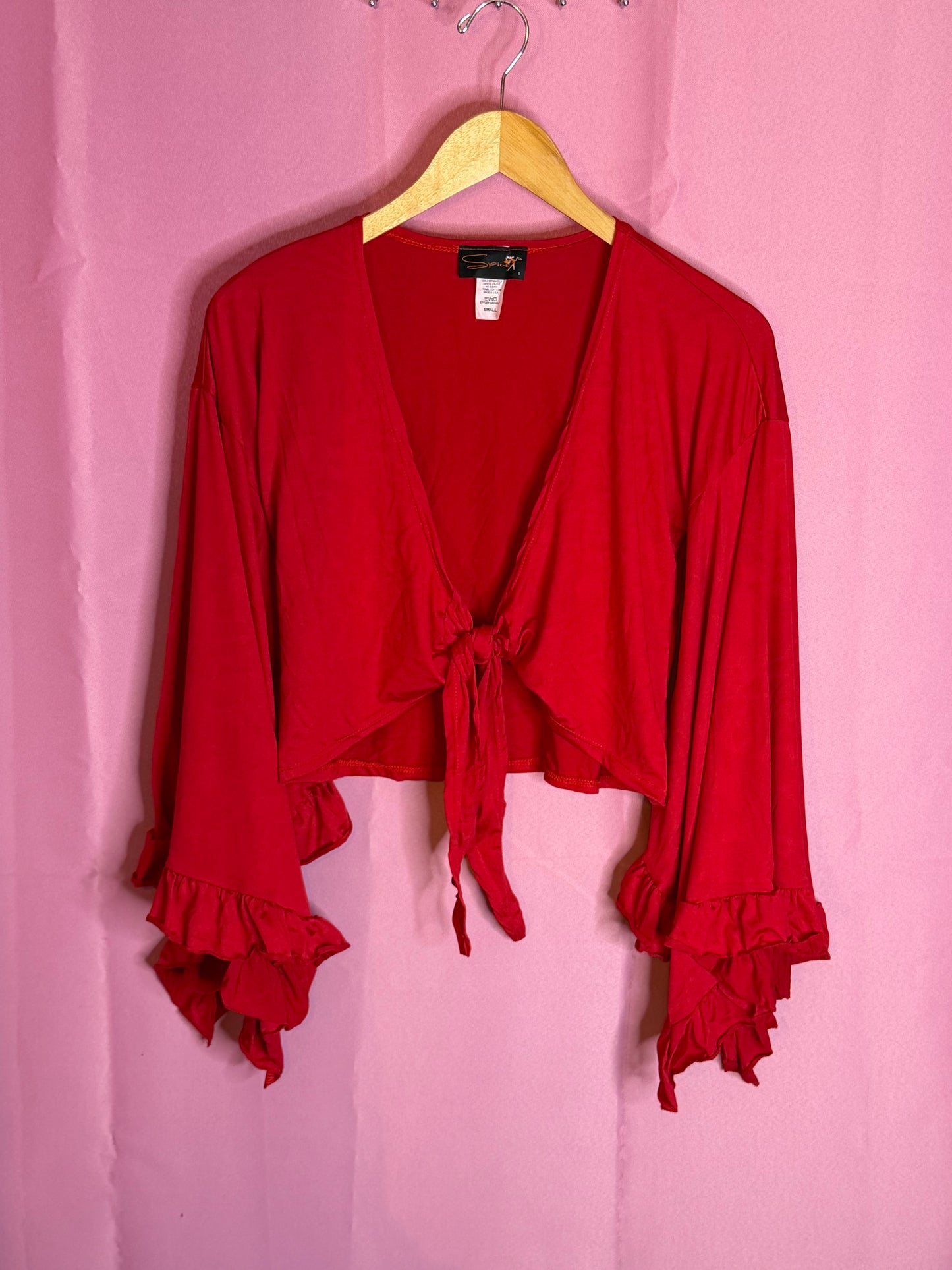 Flared Ruffle Tie Blouse