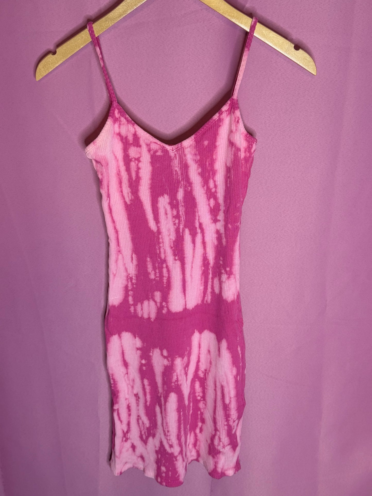 Bubblegum V-Neck Ribbed Knit Mini Dress