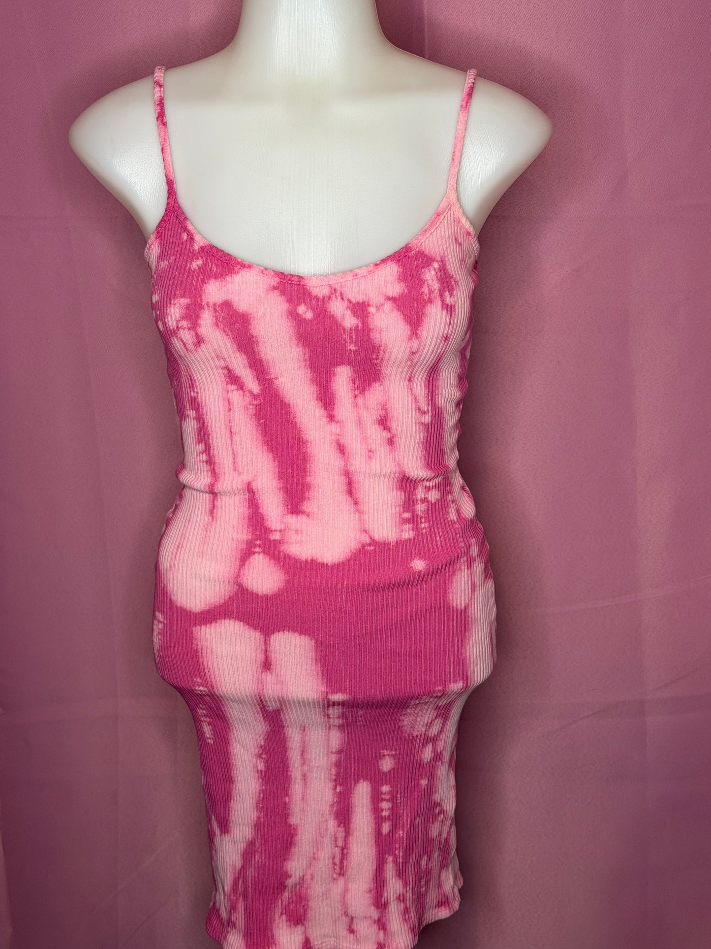 Bubblegum V-Neck Ribbed Knit Mini Dress