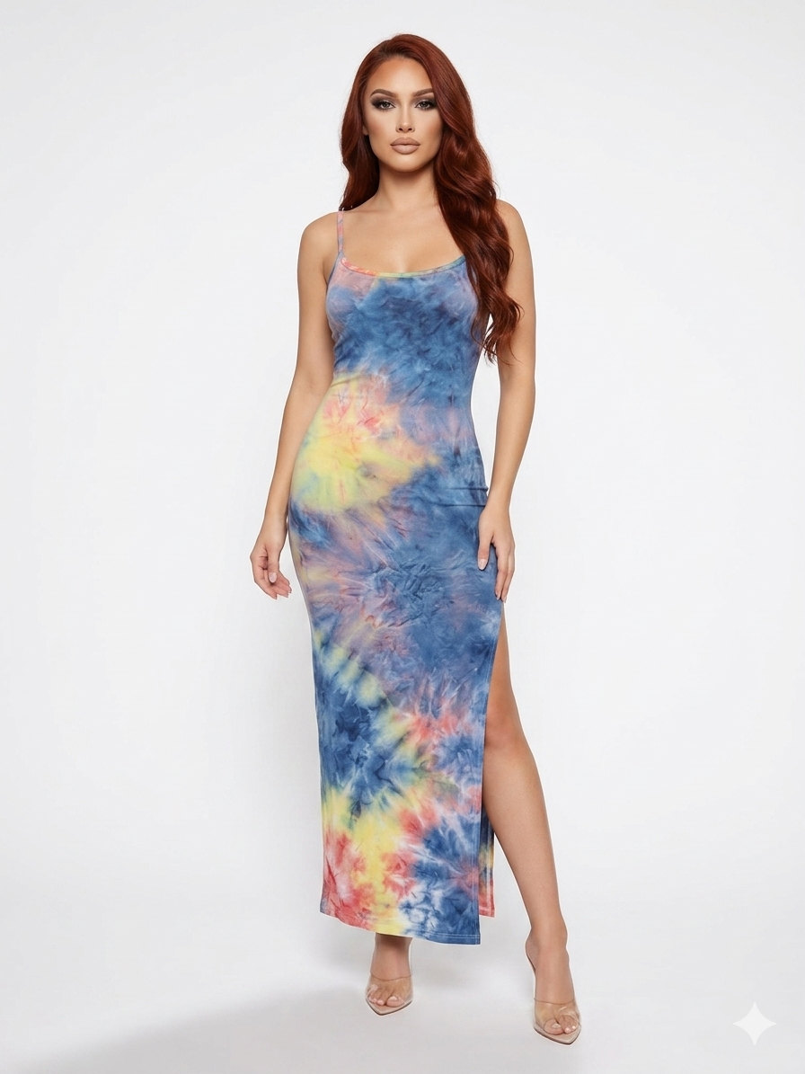 Rainbow Tie Dye Maxi Dress