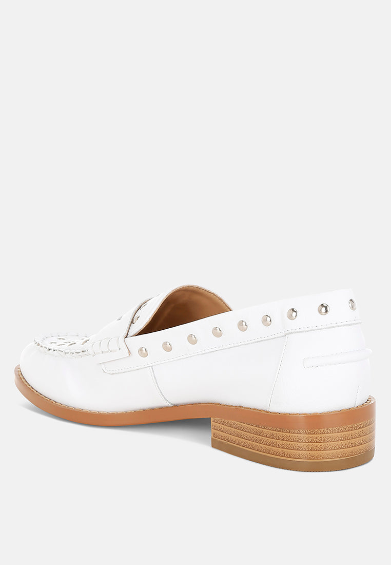 Oglavia Studs Embellished Leather Loafers