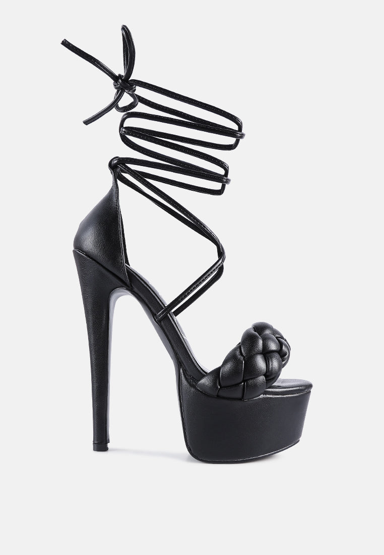 Tippy Toe Tie-Up Braided High Platform Sandals