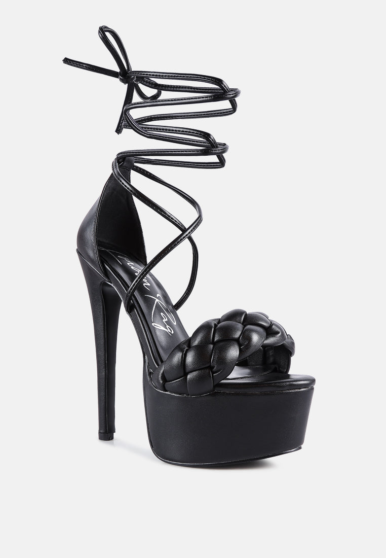 Tippy Toe Tie-Up Braided High Platform Sandals