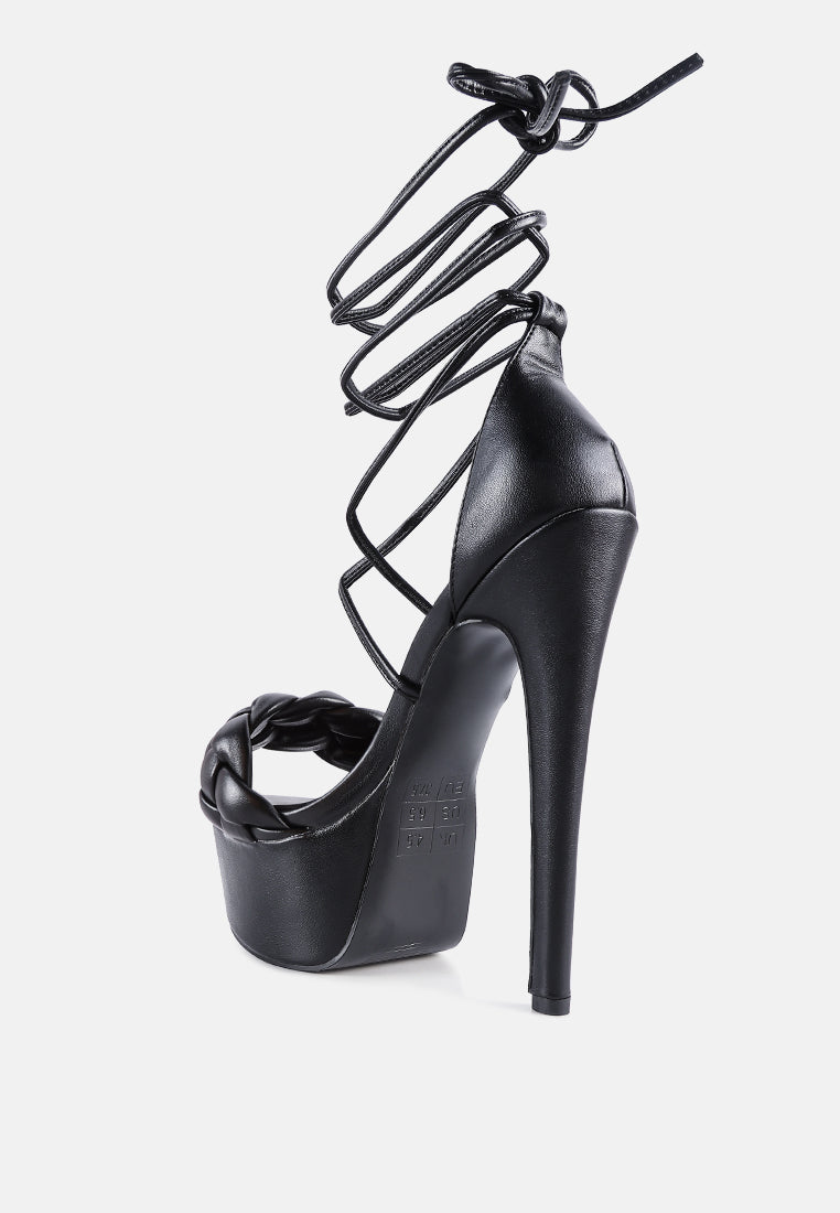 Tippy Toe Tie-Up Braided High Platform Sandals