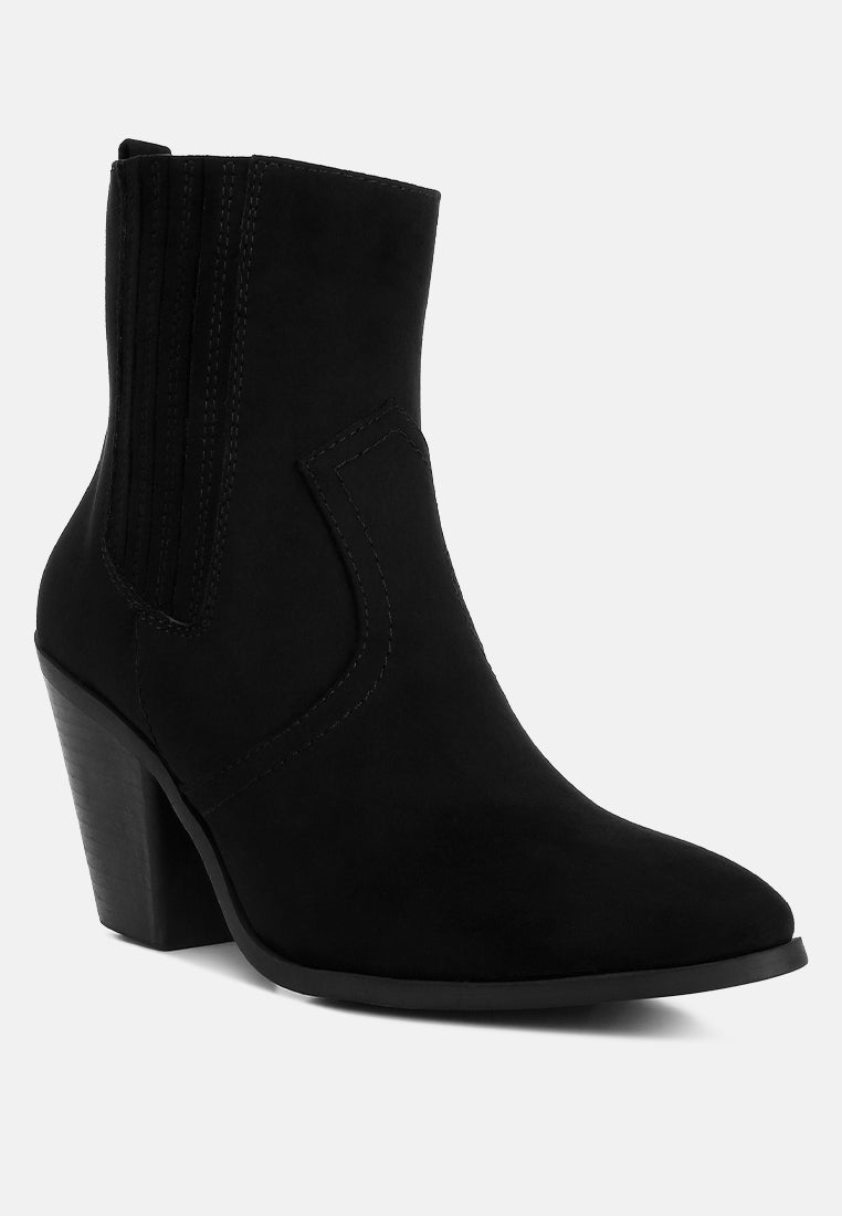 Yale High Ankle Cowboy Boots In Black